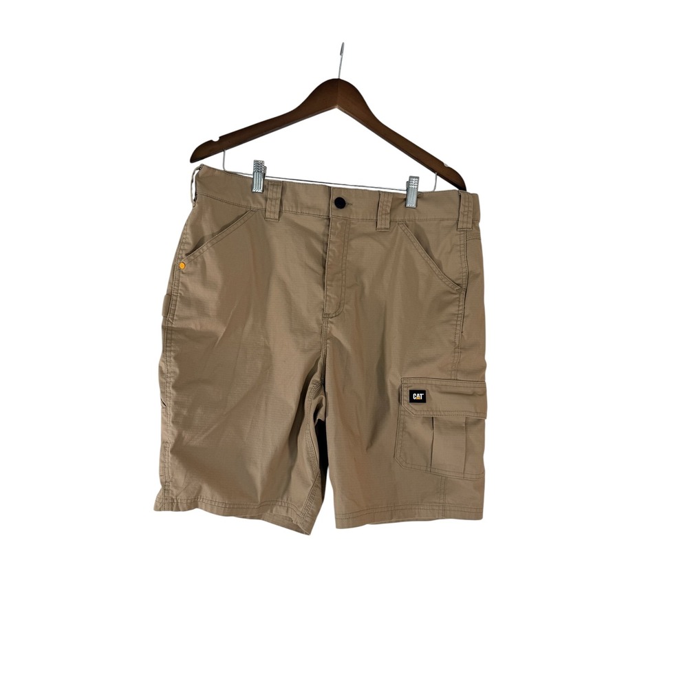 Caterpillar CAT Mens Tan Ripstop Cargo Work Shorts Size 36 Utility Outdoor Khaki